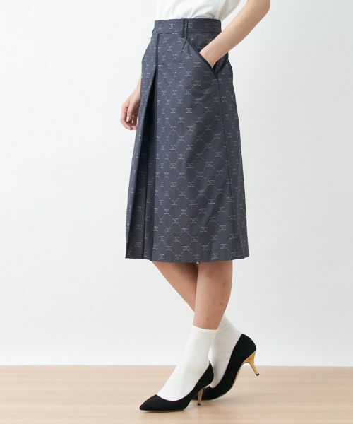 CARA O CRUZ / キャラ・オ・クルス ミニ・ひざ丈スカート | ウエストゴム ロゴジャカードスカート【セレモニー】【産地ナブル】【セットアップ対応】 | 詳細9