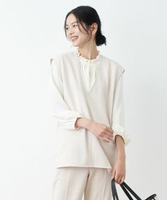 CARA O CRUZ / キャラ・オ・クルス テーラードジャケット | 洗える 深Vネックベスト【セットアップ対応商品】