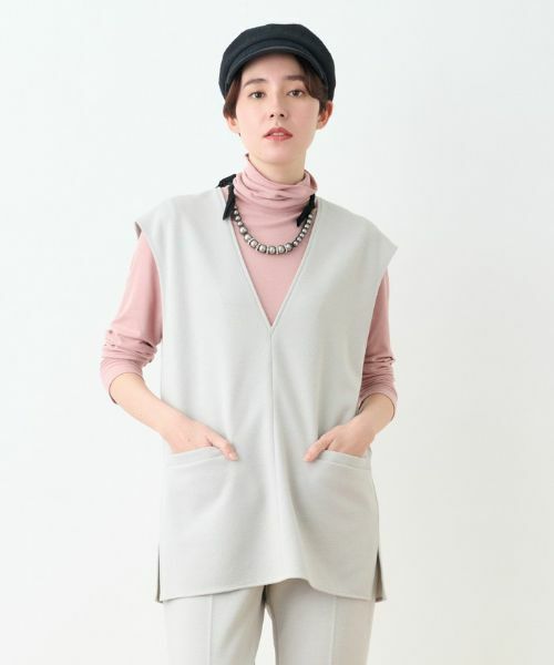 CARA O CRUZ / キャラ・オ・クルス テーラードジャケット | 洗える 深Vネックベスト【セットアップ対応商品】 | 詳細1