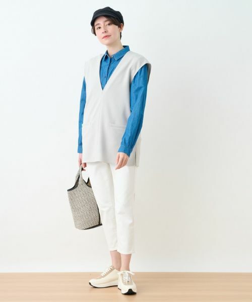 CARA O CRUZ / キャラ・オ・クルス テーラードジャケット | 洗える 深Vネックベスト【セットアップ対応商品】 | 詳細7