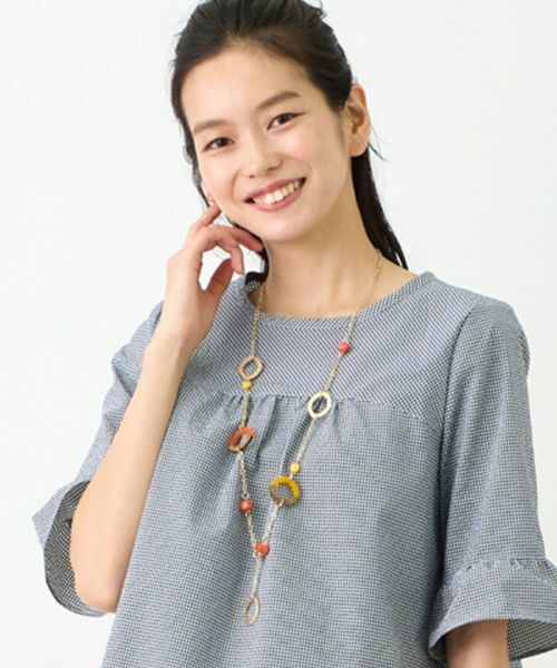 CARA O CRUZ / キャラ・オ・クルス ネックレス・ペンダント・チョーカー | ガラス×ウッドモチーフネックレス（オレンジ）