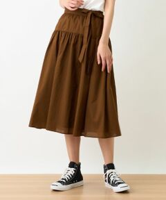 CARA O CRUZ / キャラ・オ・クルス ミニ・ひざ丈スカート | 洗える ベルト付きギャザースカート