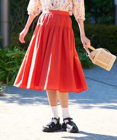 CARA O CRUZ / キャラ・オ・クルス ミニ・ひざ丈スカート | 洗える ベルト付きギャザースカート