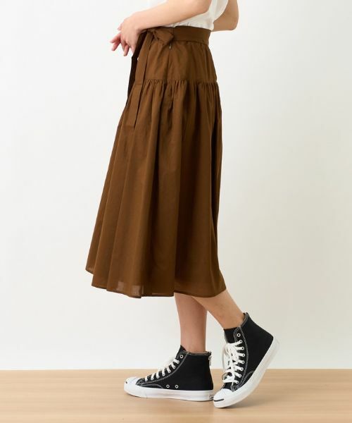 CARA O CRUZ / キャラ・オ・クルス ミニ・ひざ丈スカート | 洗える ベルト付きギャザースカート | 詳細1