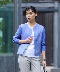 CARA O CRUZ / キャラ・オ・クルス カーディガン・ボレロ | 麻とニットの異素材MIXジャケット