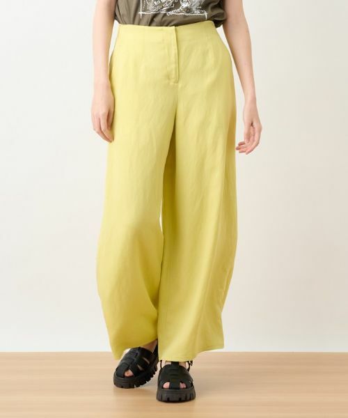 CARA O CRUZ/キャラ・オ・クルス 後ろウエストゴムワイドパンツ レモンイエロー系 9(M)