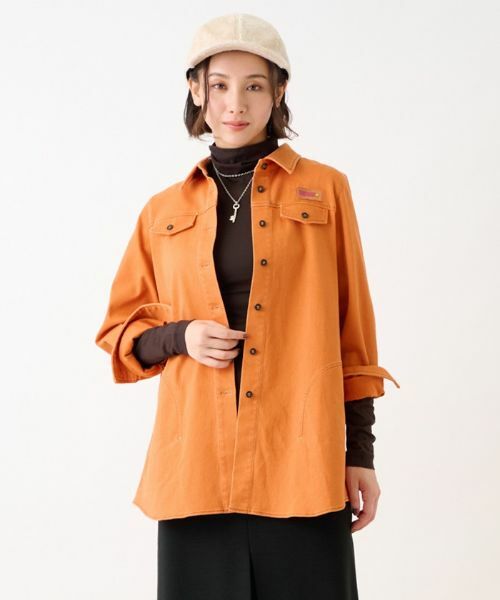 CARA O CRUZ / キャラ・オ・クルス シャツ・ブラウス | 洗える オーバーシャツ(オレンジ)