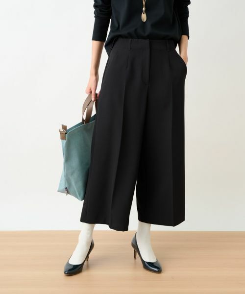 CARA O CRUZ / キャラ・オ・クルス その他パンツ | 洗える 後ろゴムのびのびワイドクロップドパンツ | 詳細1