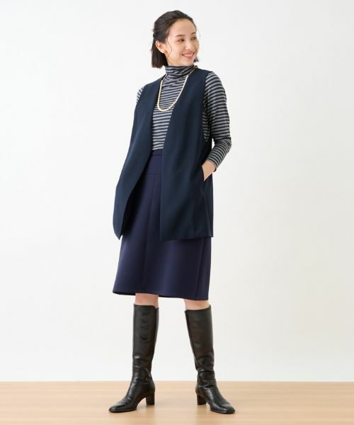 CARA O CRUZ / キャラ・オ・クルス ミニ・ひざ丈スカート | 洗える ウエスト伸縮ダンボールニットのタイトスカート | 詳細13