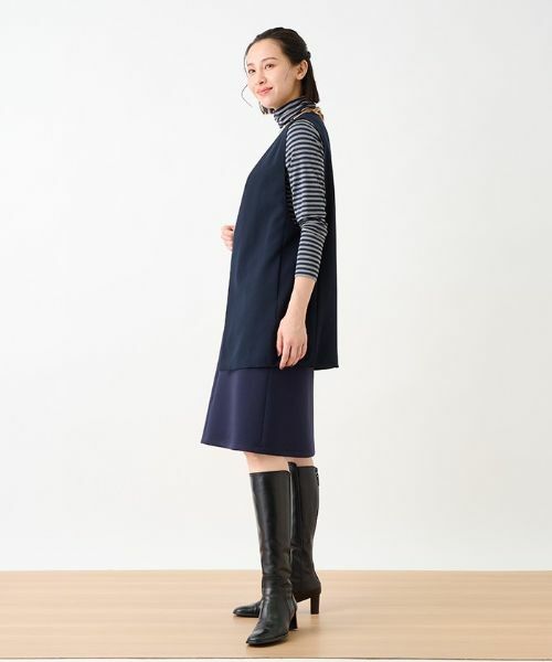 CARA O CRUZ / キャラ・オ・クルス ミニ・ひざ丈スカート | 洗える ウエスト伸縮ダンボールニットのタイトスカート | 詳細14