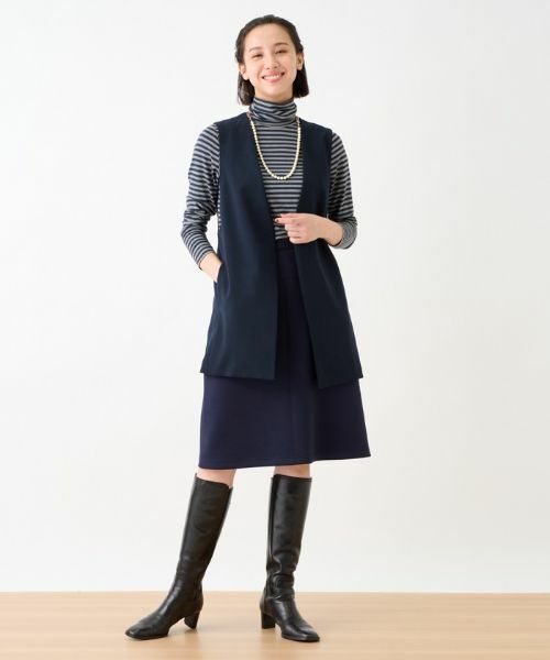 CARA O CRUZ / キャラ・オ・クルス ミニ・ひざ丈スカート | 洗える ウエスト伸縮ダンボールニットのタイトスカート | 詳細15