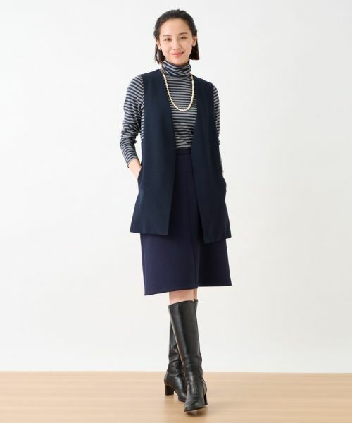 CARA O CRUZ / キャラ・オ・クルス ミニ・ひざ丈スカート | 洗える ウエスト伸縮ダンボールニットのタイトスカート | 詳細16