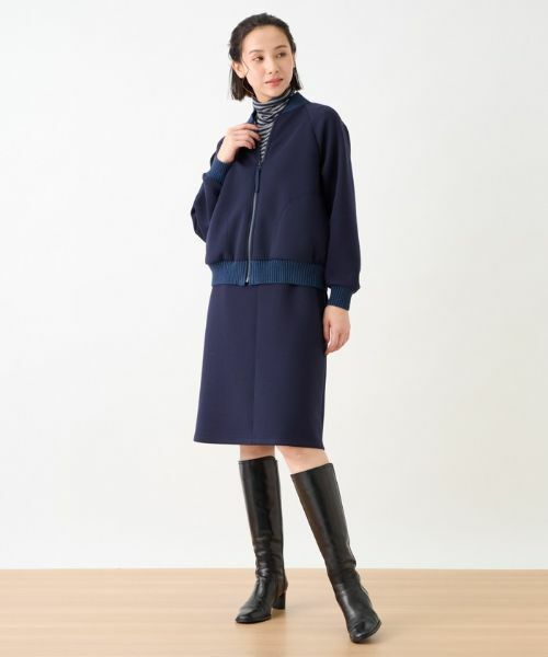 CARA O CRUZ / キャラ・オ・クルス ミニ・ひざ丈スカート | 洗える ウエスト伸縮ダンボールニットのタイトスカート | 詳細30