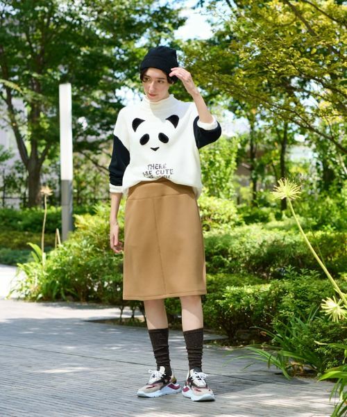 CARA O CRUZ / キャラ・オ・クルス ミニ・ひざ丈スカート | 洗える ウエスト伸縮ダンボールニットのタイトスカート | 詳細6