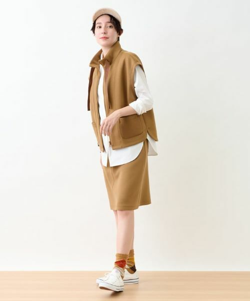 CARA O CRUZ / キャラ・オ・クルス ミニ・ひざ丈スカート | 洗える ウエスト伸縮ダンボールニットのタイトスカート | 詳細8