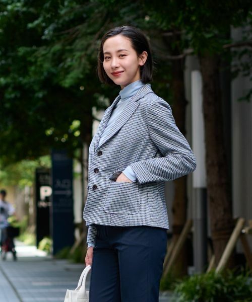 CARA O CRUZ / キャラ・オ・クルス テーラードジャケット | 【大人の定番】のびのびジャージのチェックのテーラードジャケット【MANTECO】 | 詳細1