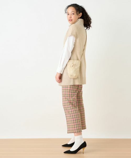 CARA O CRUZ / キャラ・オ・クルス その他パンツ | 【お出かけ服】後ろウエストゴム のびのびチェックのクロップドパンツ【MIROGLIO LANA】 | 詳細5