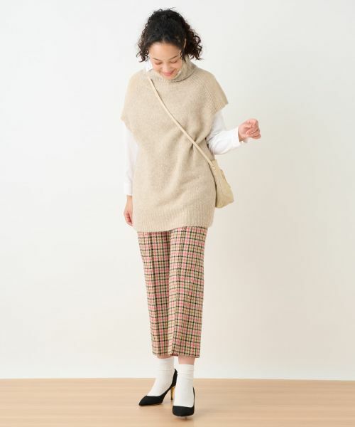 CARA O CRUZ / キャラ・オ・クルス その他パンツ | 【お出かけ服】後ろウエストゴム のびのびチェックのクロップドパンツ【MIROGLIO LANA】 | 詳細6