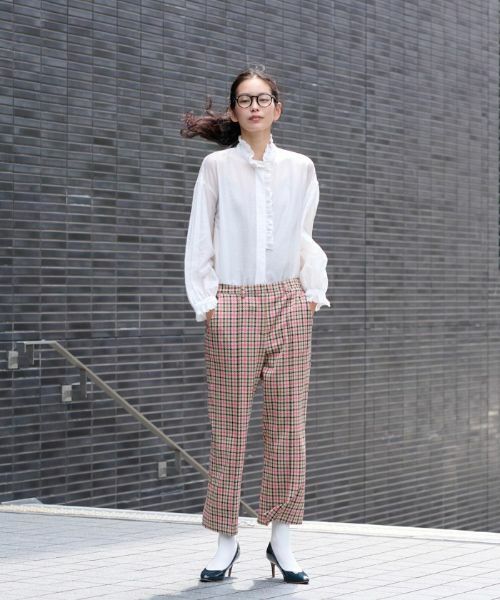 CARA O CRUZ / キャラ・オ・クルス その他パンツ | 【お出かけ服】後ろウエストゴム のびのびチェックのクロップドパンツ【MIROGLIO LANA】 | 詳細7