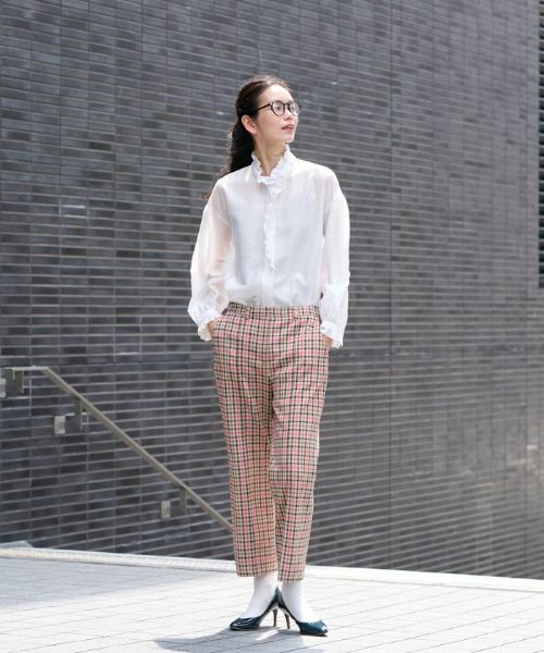 CARA O CRUZ / キャラ・オ・クルス その他パンツ | 【お出かけ服】後ろウエストゴム のびのびチェックのクロップドパンツ【MIROGLIO LANA】 | 詳細8