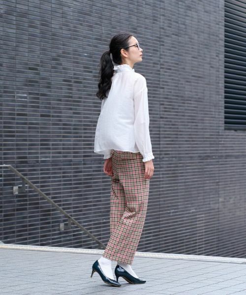 CARA O CRUZ / キャラ・オ・クルス その他パンツ | 【お出かけ服】後ろウエストゴム のびのびチェックのクロップドパンツ【MIROGLIO LANA】 | 詳細9
