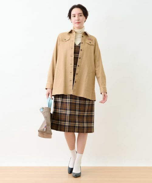 CARA O CRUZ / キャラ・オ・クルス ロング・マキシ丈ワンピース | チェックと無地のジャンパースカート【MANNELLI】 | 詳細19