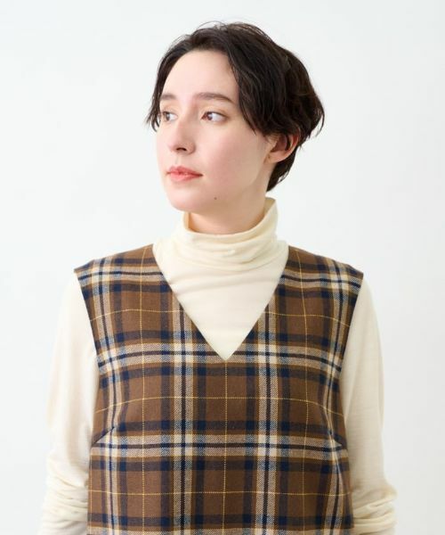 CARA O CRUZ / キャラ・オ・クルス ロング・マキシ丈ワンピース | チェックと無地のジャンパースカート【MANNELLI】 | 詳細21