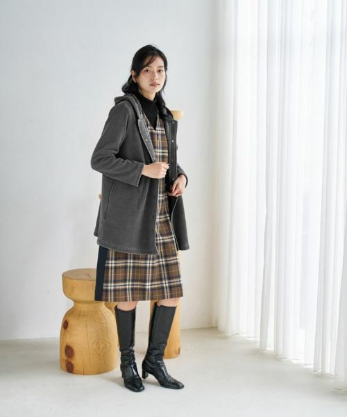 CARA O CRUZ / キャラ・オ・クルス ロング・マキシ丈ワンピース | チェックと無地のジャンパースカート【MANNELLI】 | 詳細7