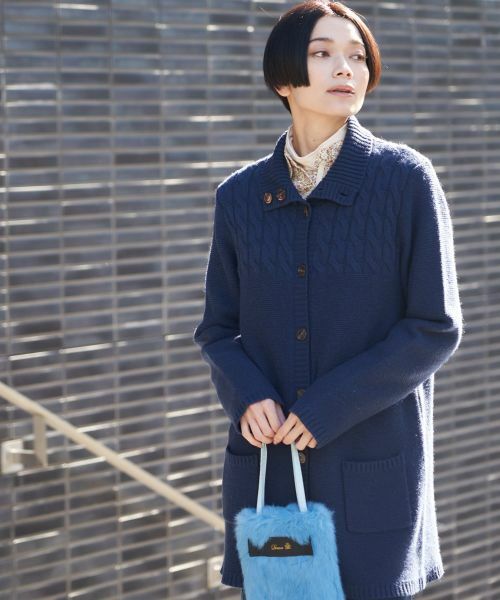 CARA O CRUZ / キャラ・オ・クルス カーディガン・ボレロ | ケーブル編み衿付きカーディガン | 詳細1