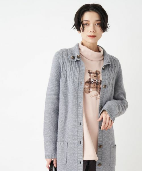 CARA O CRUZ / キャラ・オ・クルス カーディガン・ボレロ | ケーブル編み衿付きカーディガン | 詳細10