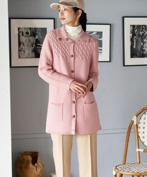 CARA O CRUZ / キャラ・オ・クルス カーディガン・ボレロ | ケーブル編み衿付きカーディガン | 詳細14