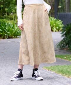 CARA O CRUZ / キャラ・オ・クルス ミニ・ひざ丈スカート | 洗える ウエスト伸縮のびのびコーデュロイのロングスカート