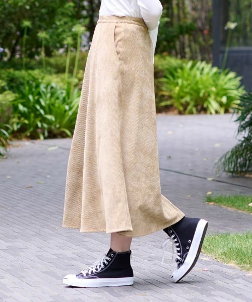 CARA O CRUZ / キャラ・オ・クルス ミニ・ひざ丈スカート | 洗える ウエスト伸縮のびのびコーデュロイのロングスカート | 詳細10