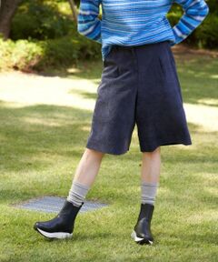 CARA O CRUZ / キャラ・オ・クルス ショート・ハーフ・半端丈パンツ | 洗える 後ろウエストゴム のびのびコーデュロイのハーフパンツ