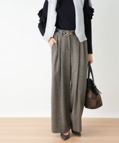 CARA O CRUZ / キャラ・オ・クルス その他パンツ | ウエスト伸縮ツイードのワイドパンツ