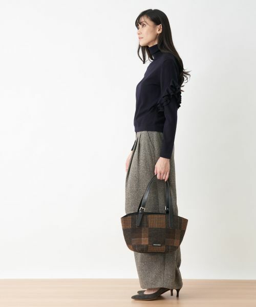 CARA O CRUZ / キャラ・オ・クルス その他パンツ | ウエスト伸縮ツイードのワイドパンツ | 詳細10