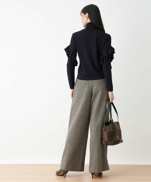 CARA O CRUZ / キャラ・オ・クルス その他パンツ | ウエスト伸縮ツイードのワイドパンツ | 詳細11