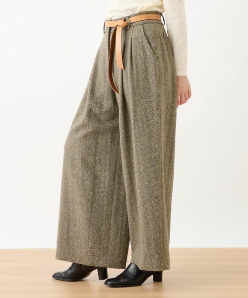 CARA O CRUZ / キャラ・オ・クルス その他パンツ | ウエスト伸縮ツイードのワイドパンツ | 詳細12