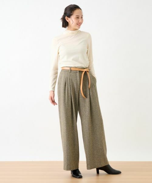 CARA O CRUZ / キャラ・オ・クルス その他パンツ | ウエスト伸縮ツイードのワイドパンツ | 詳細16