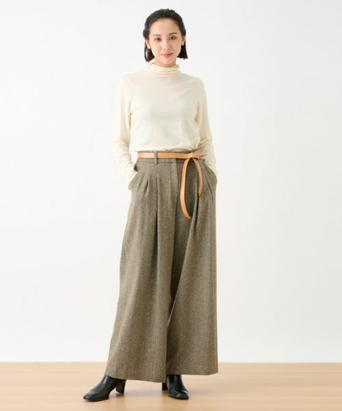 CARA O CRUZ / キャラ・オ・クルス その他パンツ | ウエスト伸縮ツイードのワイドパンツ | 詳細17
