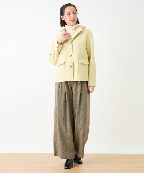 CARA O CRUZ / キャラ・オ・クルス その他パンツ | ウエスト伸縮ツイードのワイドパンツ | 詳細18