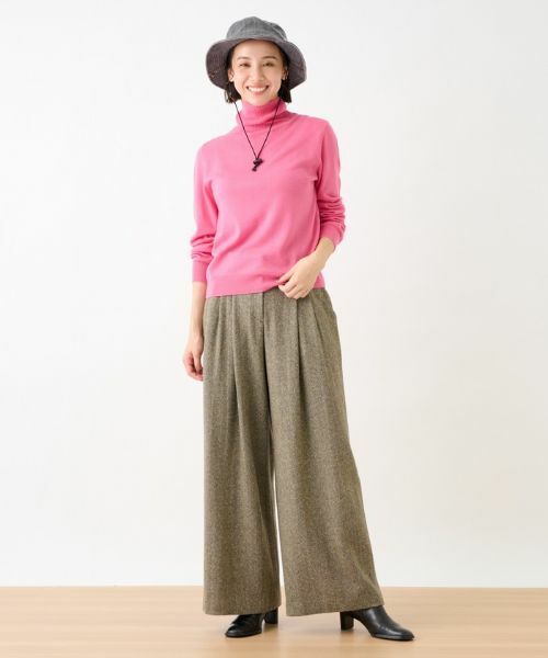 CARA O CRUZ / キャラ・オ・クルス その他パンツ | ウエスト伸縮ツイードのワイドパンツ | 詳細23