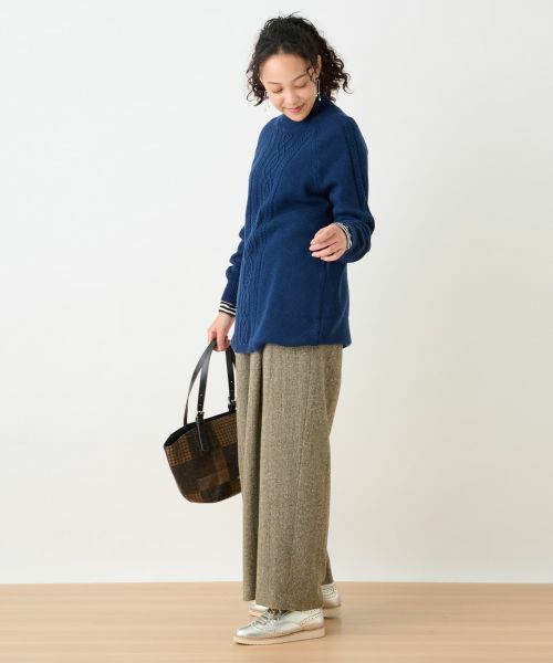 CARA O CRUZ / キャラ・オ・クルス その他パンツ | ウエスト伸縮ツイードのワイドパンツ | 詳細5