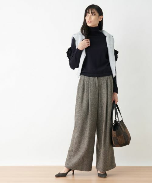 CARA O CRUZ / キャラ・オ・クルス その他パンツ | ウエスト伸縮ツイードのワイドパンツ | 詳細7