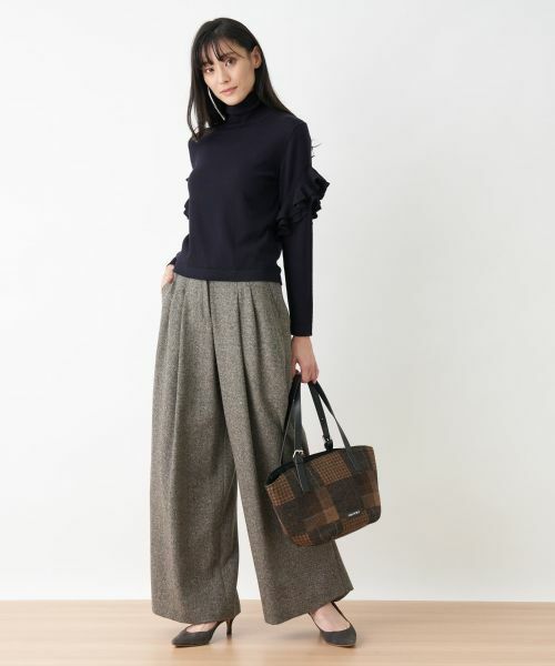 CARA O CRUZ / キャラ・オ・クルス その他パンツ | ウエスト伸縮ツイードのワイドパンツ | 詳細8