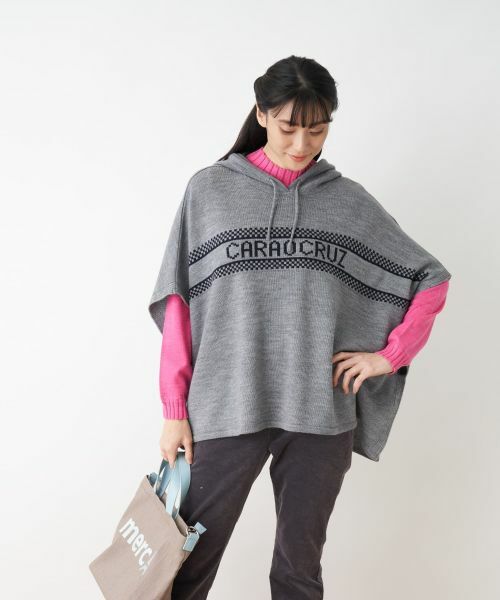 CARA O CRUZ / キャラ・オ・クルス その他アウター | 【秋旅】フーデットニットポンチョ | 詳細1