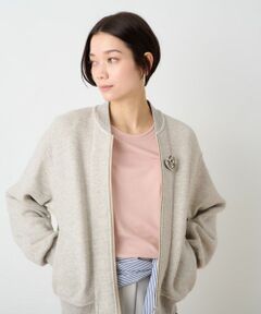 CARA O CRUZ / キャラ・オ・クルス その他アウター | ブローチ付 裏起毛ジップアップブルゾン