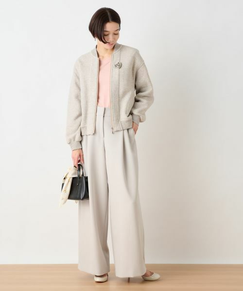 CARA O CRUZ / キャラ・オ・クルス その他アウター | ブローチ付 裏起毛ジップアップブルゾン | 詳細11