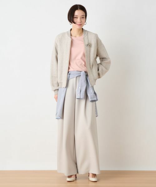 CARA O CRUZ / キャラ・オ・クルス その他アウター | ブローチ付 裏起毛ジップアップブルゾン | 詳細13