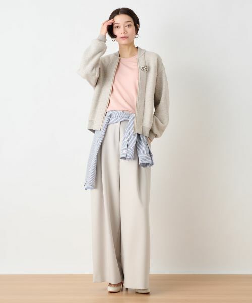 CARA O CRUZ / キャラ・オ・クルス その他アウター | ブローチ付 裏起毛ジップアップブルゾン | 詳細14